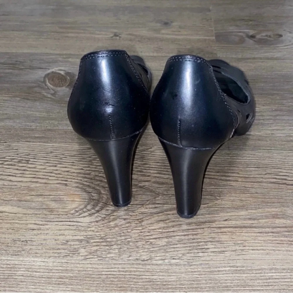 🌹 Black FRANCO SARTO Peep Toe Heels - Size 7.5